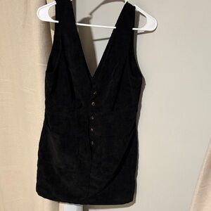 Black Corduroy Button-Front Dress